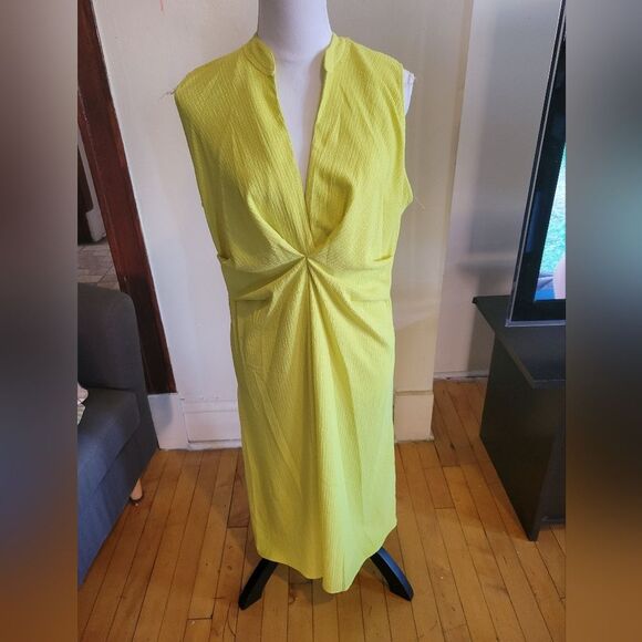 Zara Mid length Dress Neon Yellow Size Small - Picture 1 of 10